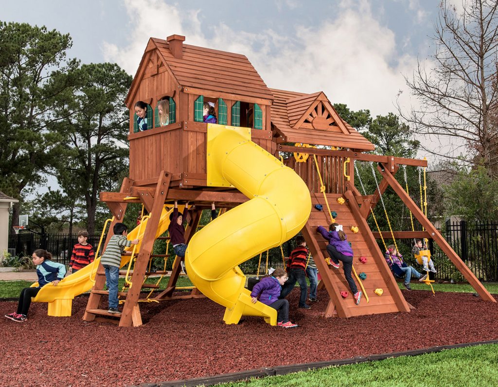6.5 Jaguar Megasized Playcenter with Cabin & Spiral Slide Swingsets