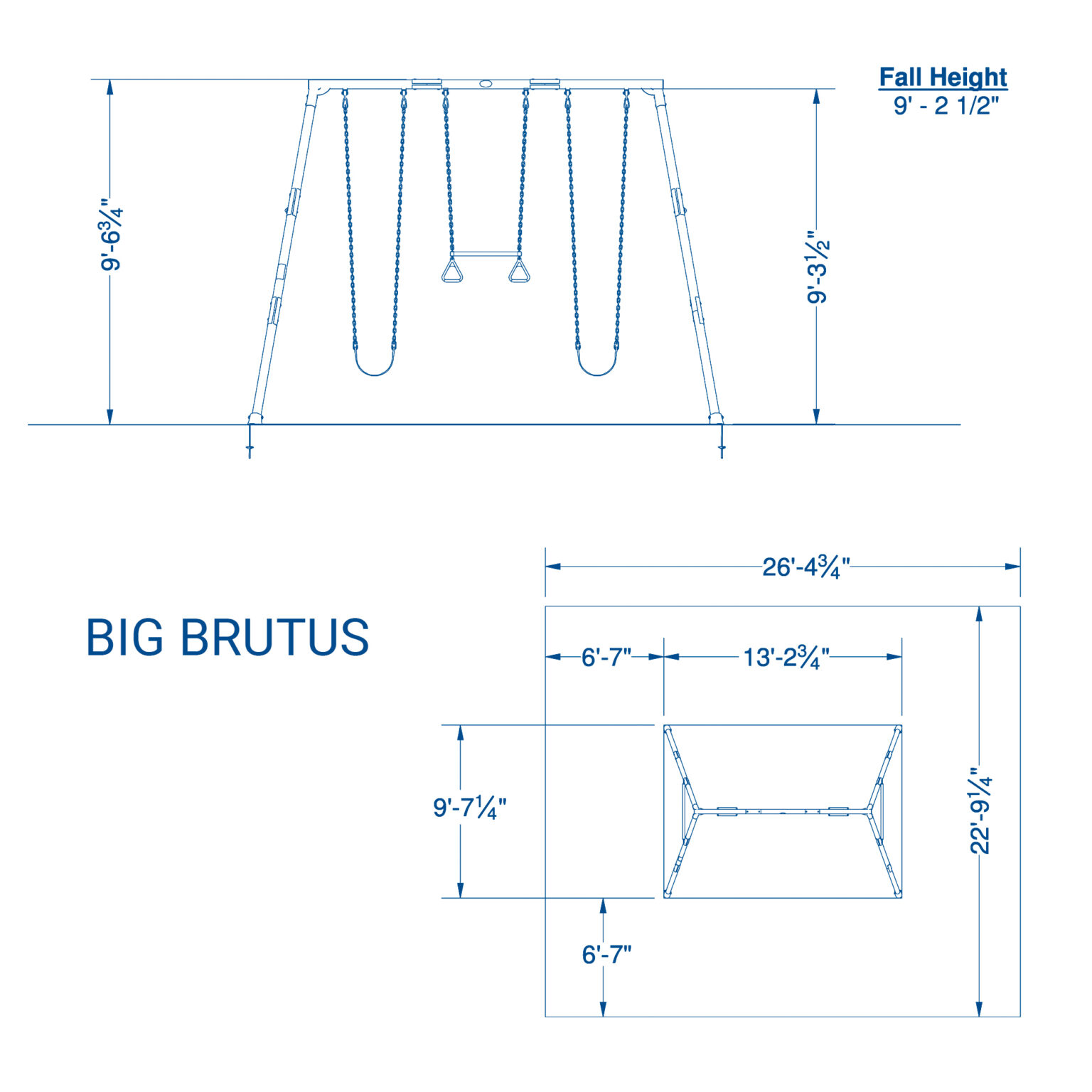 Big Brutus Heavy Duty Metal Free Standing Swing Set Swingsets and