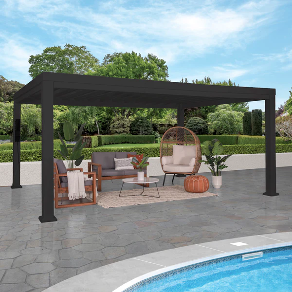 Metal pergola with canopy deals